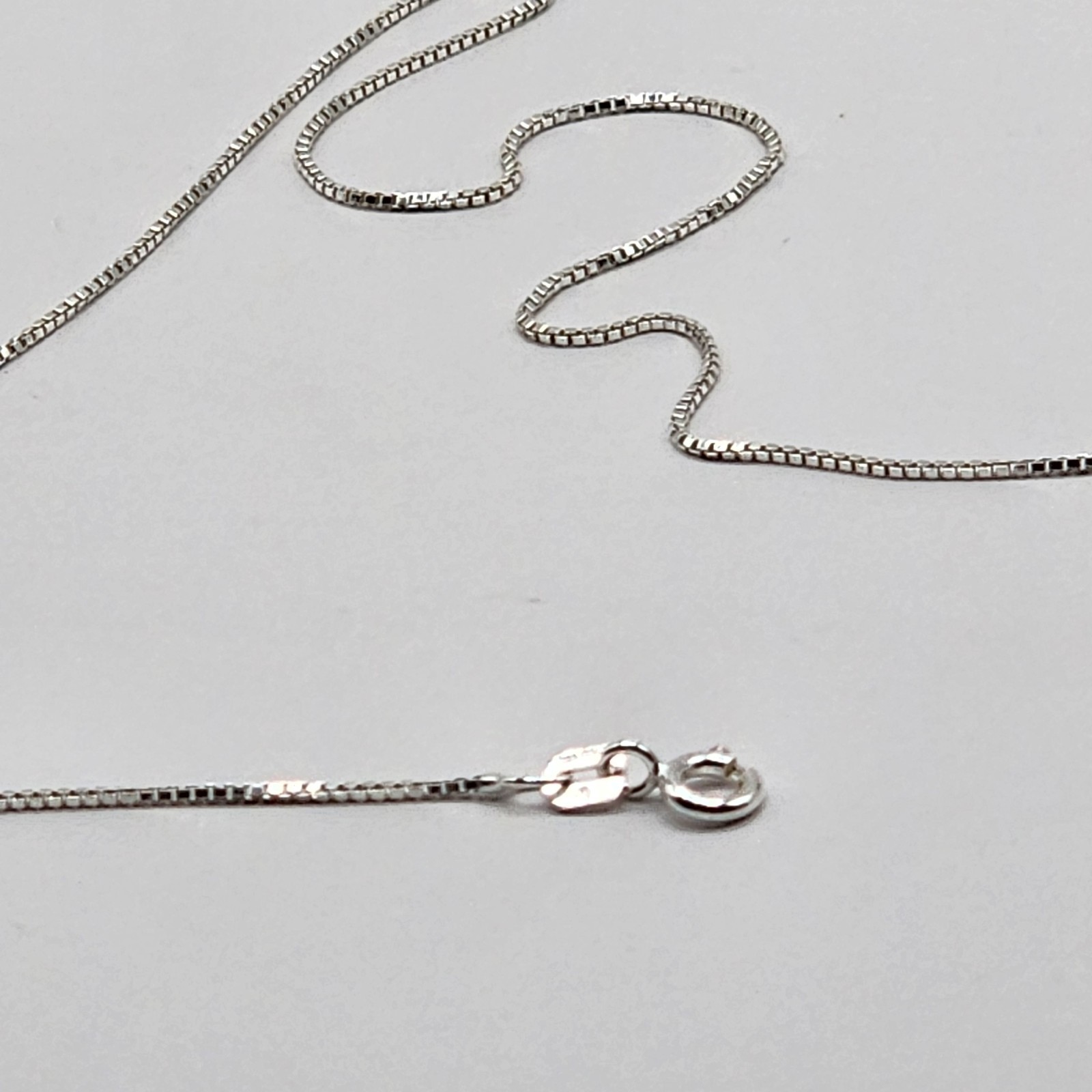 925 NEW Sterling Silver Box Chain- Box 15″ with 16″+ 2″ Extension .50mm Width