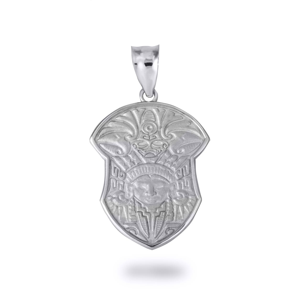 Solid Gold Aztec Tribe Shield Pendant Necklace (Available in Yellow/Rose/White)