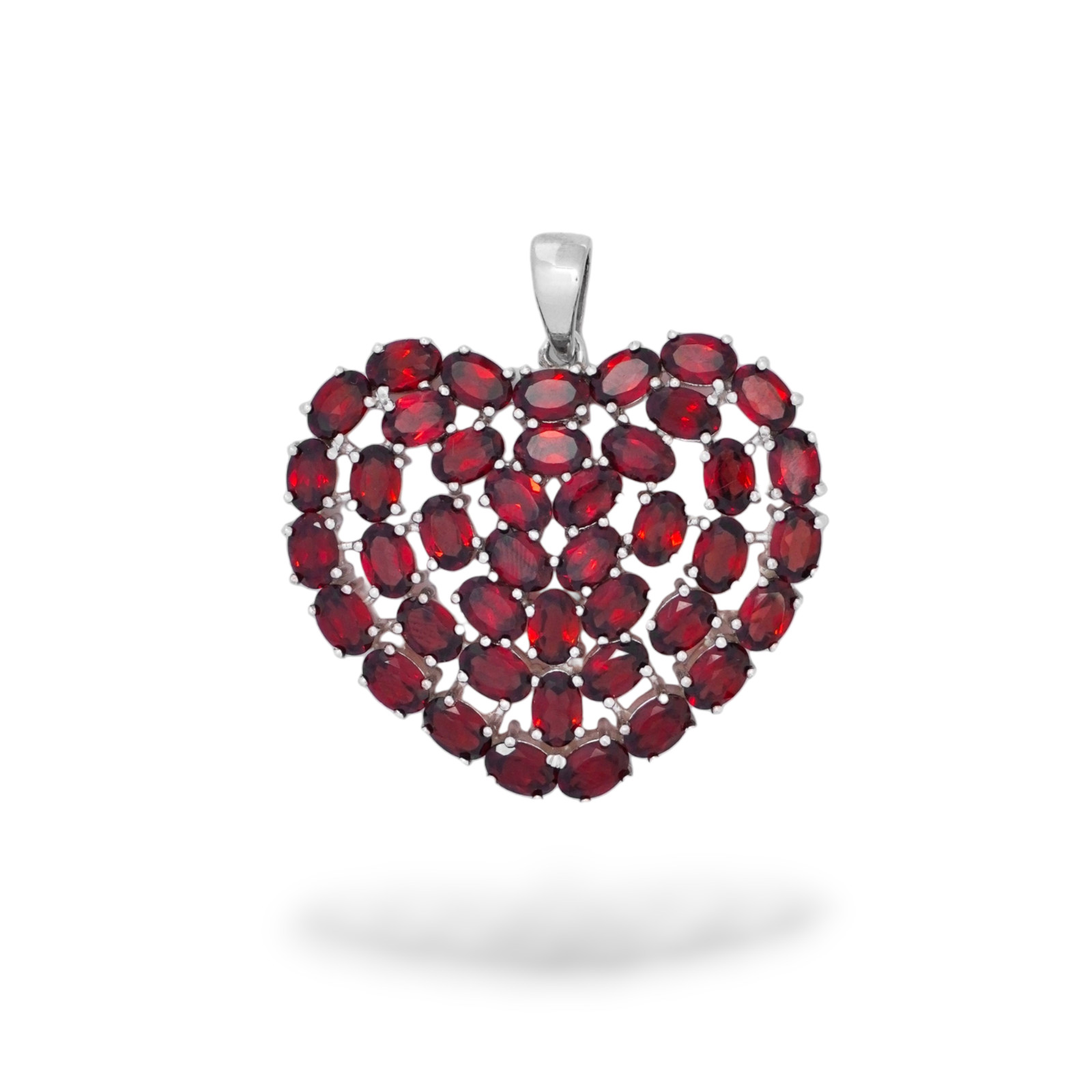 Red Garnet Gemstone Handmade 925 Sterling Silver Jewelry Heart Shape Pendant