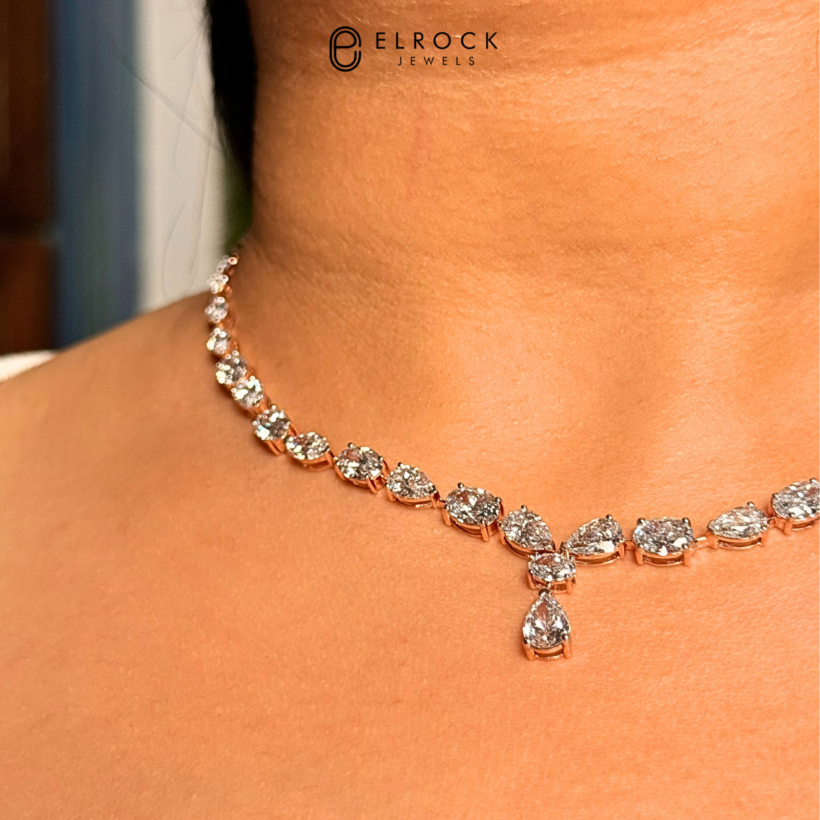 16.63 Ctw Lab-Created Multi-Shaped Diamond Tennis Women’s Necklace 14K Rose Gold