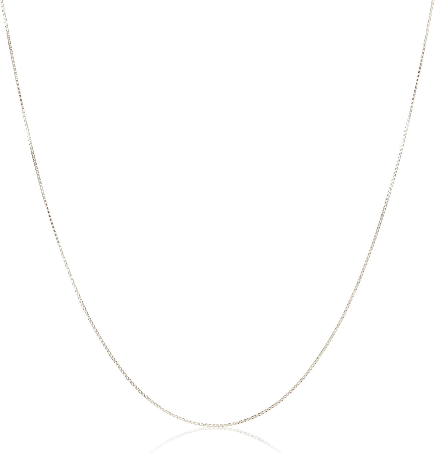 Sterling Yellow Gold or Silver Thin 0.8Mm Box Chain Necklace