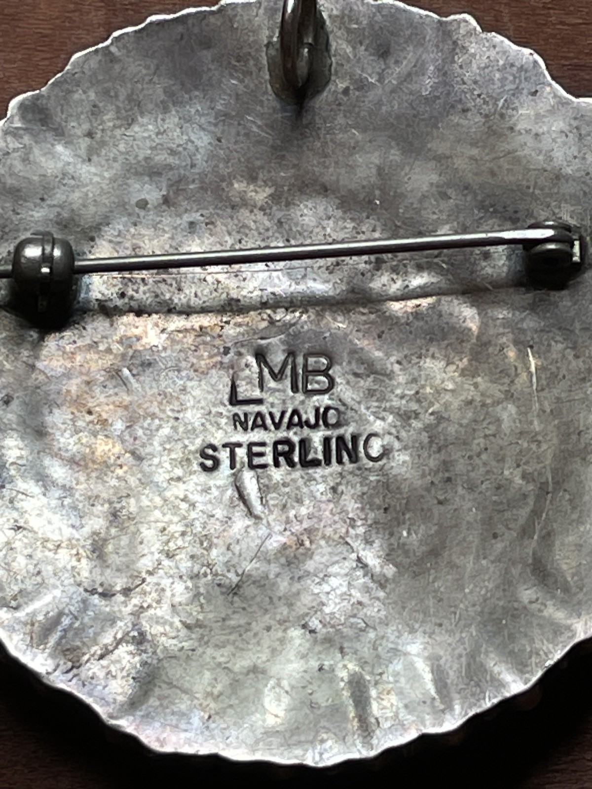 Vintage Navajo Larry Moses Begay LMB Sterling Silver Green Turquoise Pendant Pin