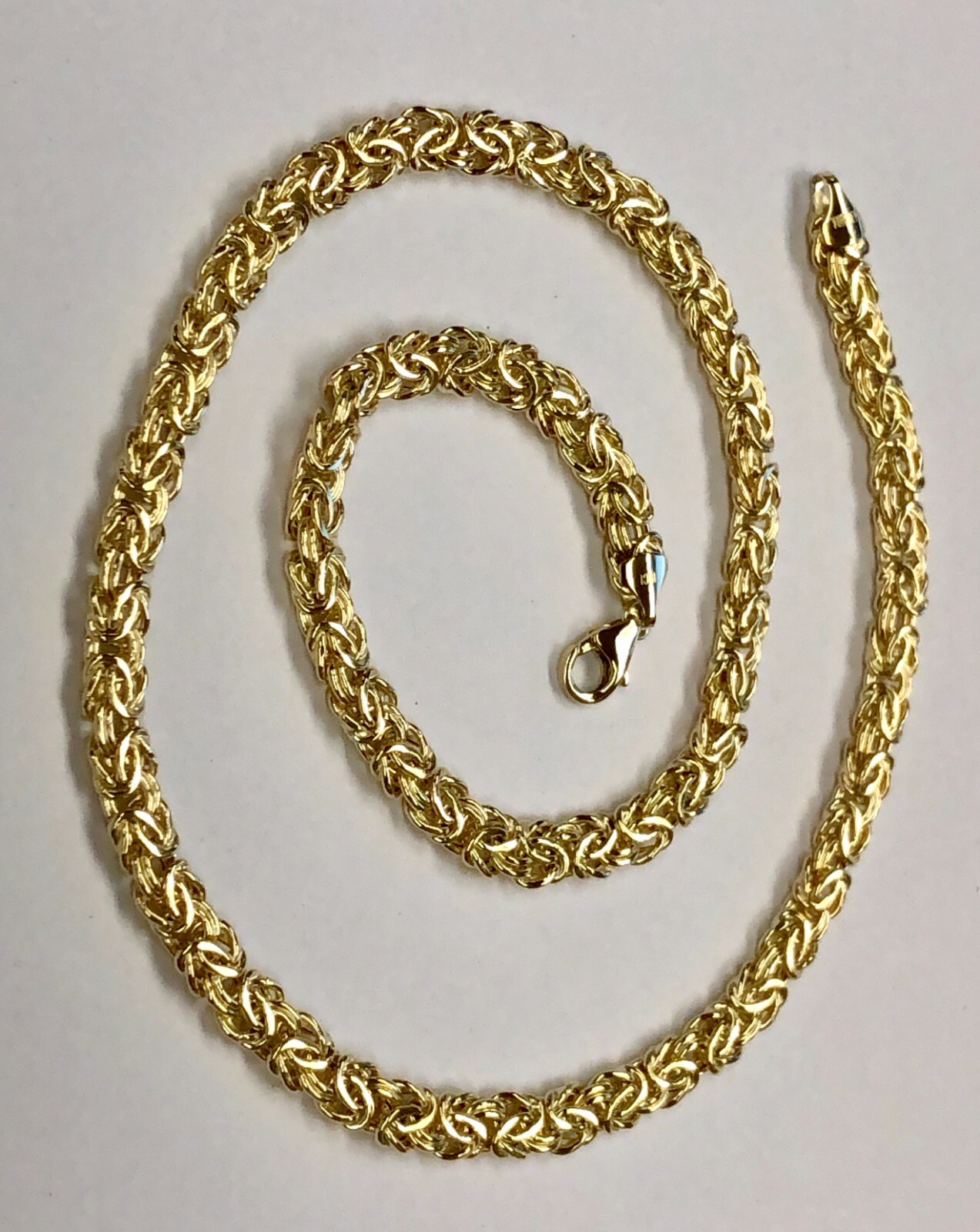 14k Yellow Gold Super Byzantine Link Fashion Chain Necklace 18″ 6mm 10.5 grams