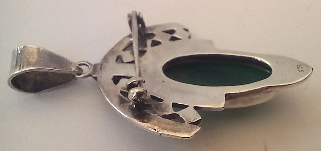 Beautiful Vintage Art Deco Style Sterling Silver Marcasite Pendant/Pin 10.65gr