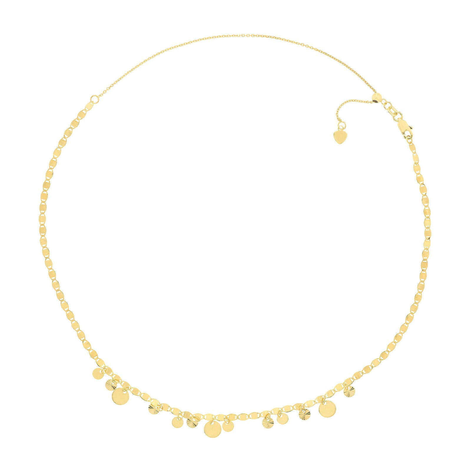 Multi Disc Charm Choker Valentino Chain Necklace Women Solid 14K Real Gold