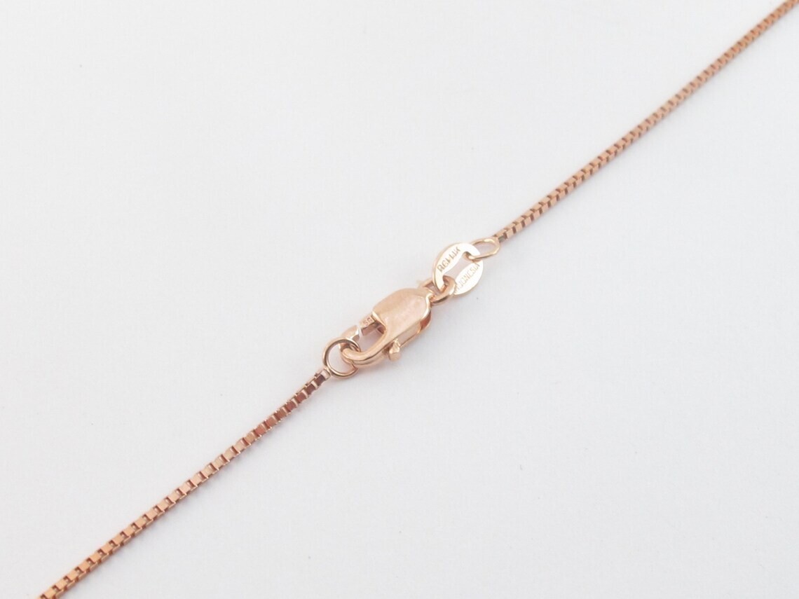 14k Solid Rose Gold Box Chain Necklace 16″ 18″ 20″ 24″ – 0.45 mm to 0.7 mm
