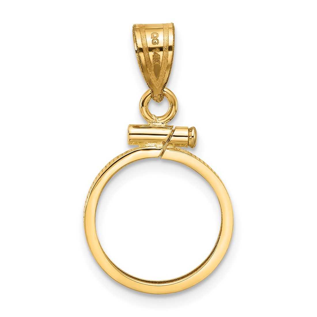 14k Yellow Gold 13mm Polished Screw Top Coin Bezel Pendant