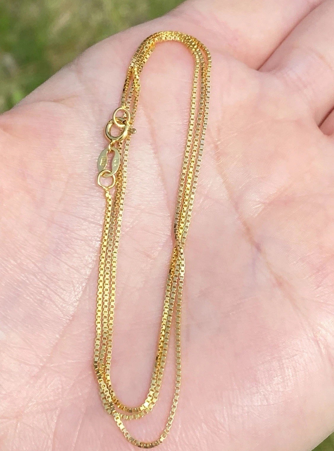 Solid 14K Yellow Gold 0.8mm Box Chain Necklace, 18 Inches, 2.01 Grams