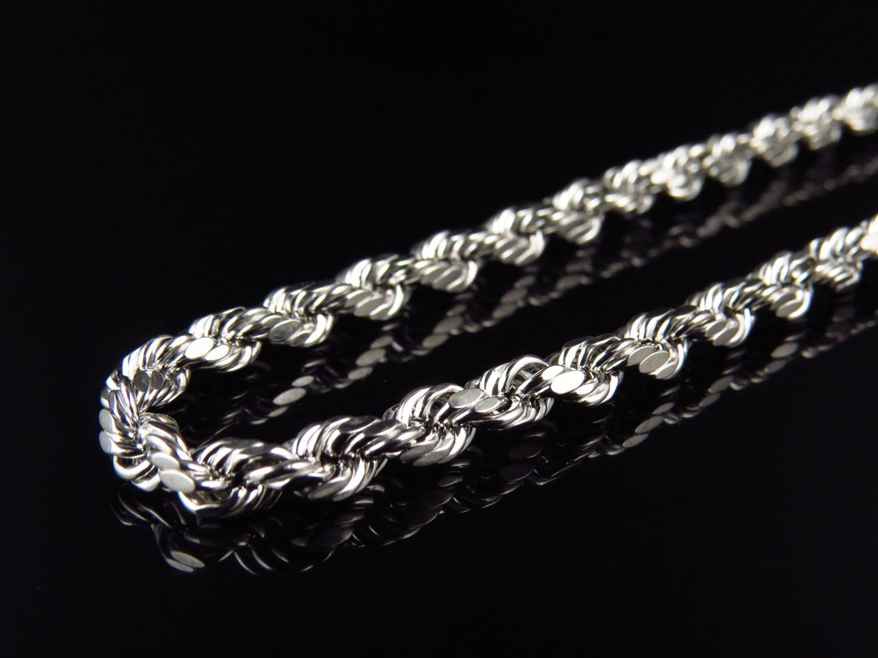 Men’s Or Ladies 10K White Gold Hollow Rope Chain 3.5MM 18-28 Inches