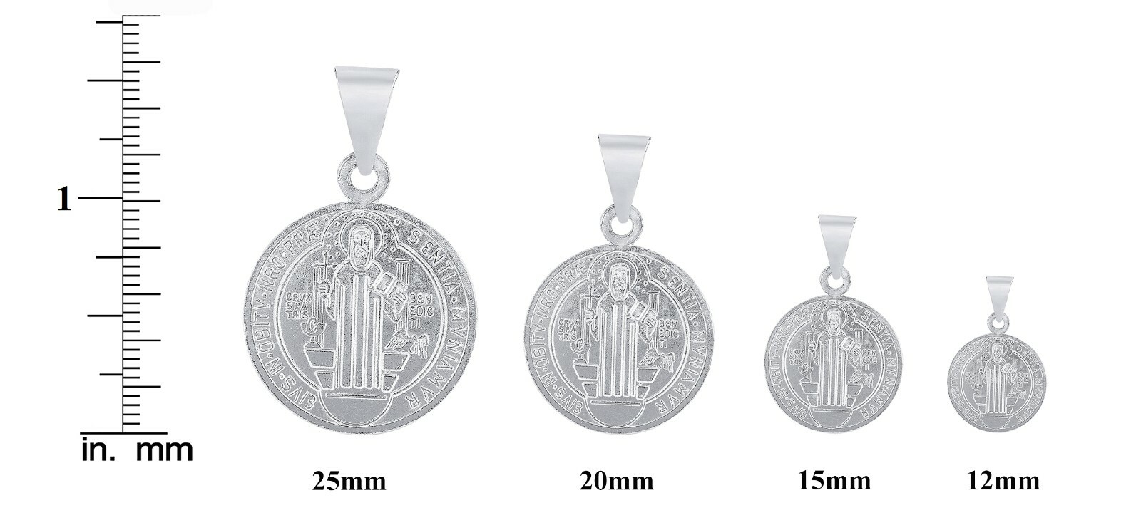 925 Sterling Silver San Benito / St. Benedict 2 Sided Medallion Pendant Charm