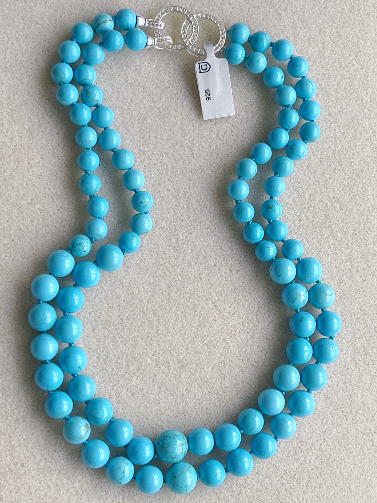 Gemporia Rare Find ~Not Enhanced~ Hubei Turquoise Necklace Sterling Silver COA