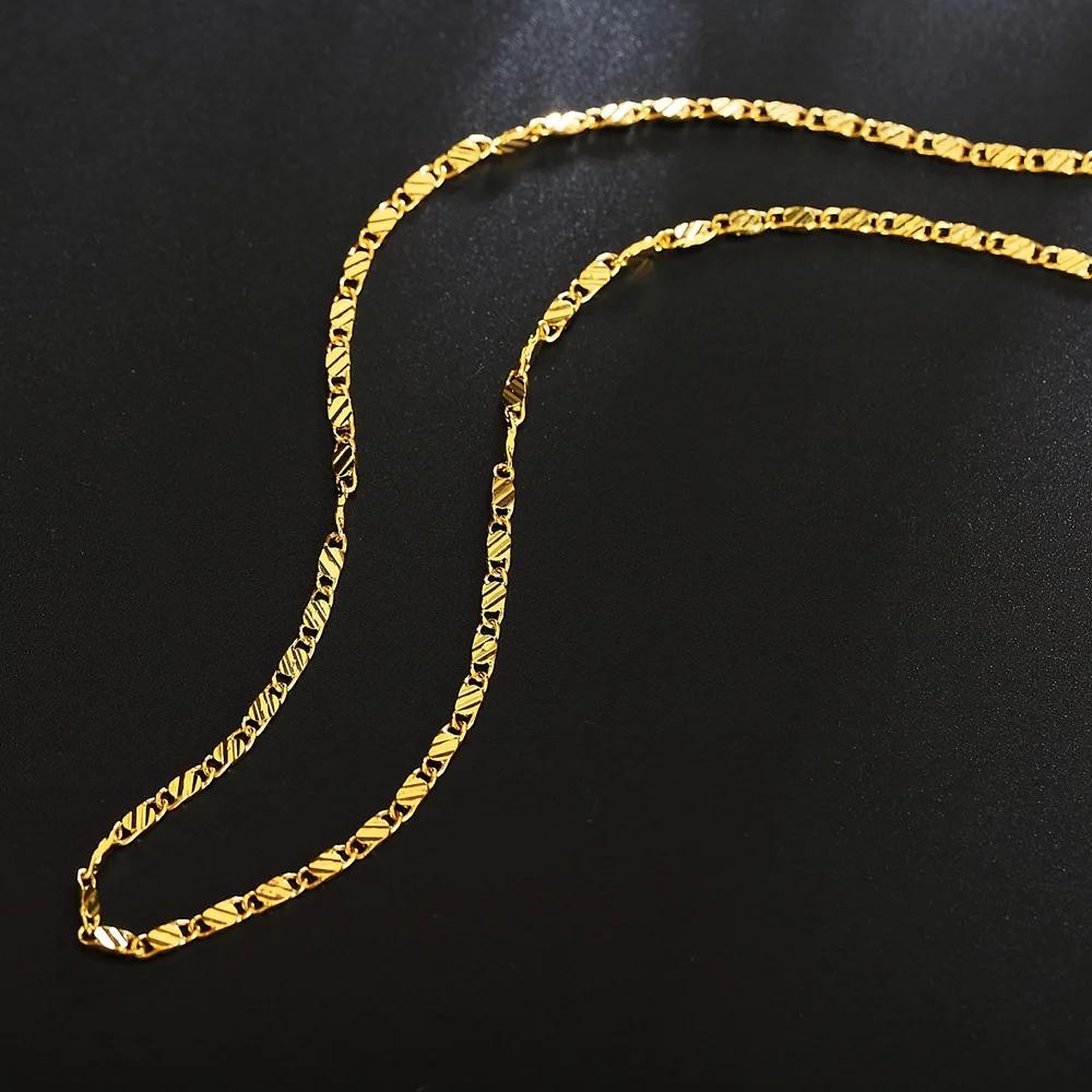 New Fashion 18k Necklace 2mm 16/18/20/22/24/26/28/30 Inch Side Chain Necklace F