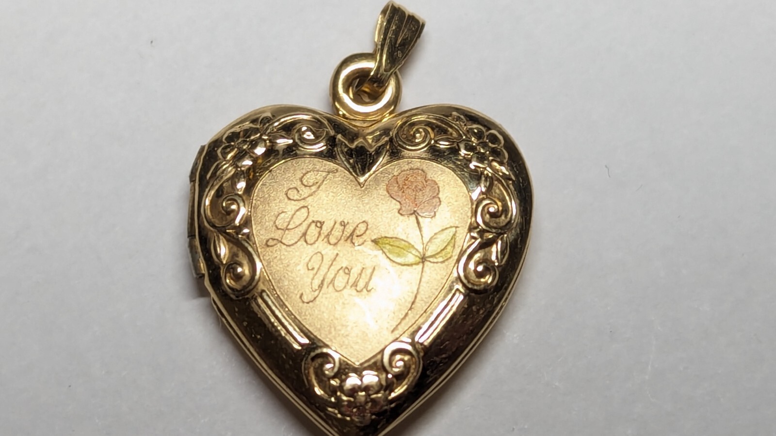 VINTAGE 14K YELLOW GOLD HEART PHOTO LOCKET ROSE HALLMARKED SIGNED 14K TK TRU-KAY