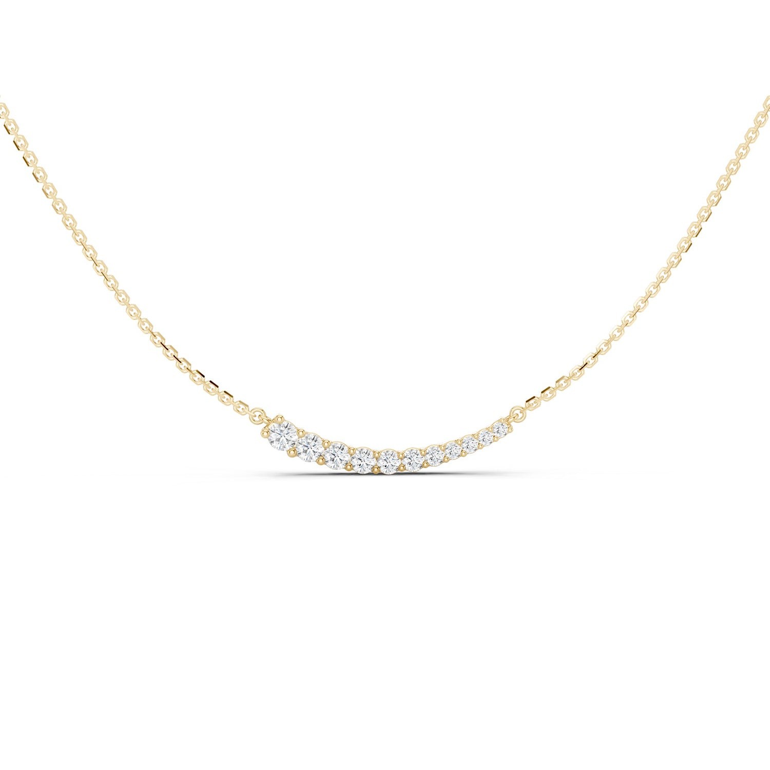 Graduated Curved Bar Necklace, Lab Grown Diamond, EF/VS-VVS,0.20 Ct. Yellow Gold