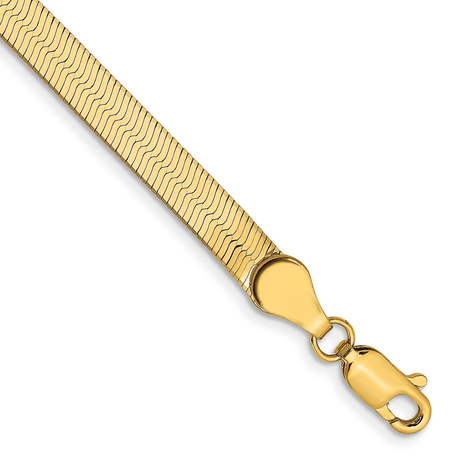 14K 7 inch 4mm Silky Herringbone with Lobster Clasp Bracelet Chain Necklace Mens