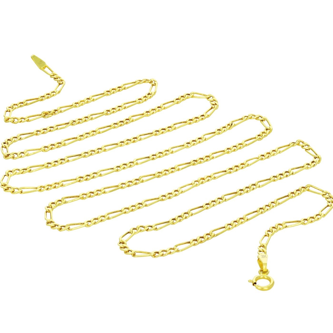 14K Yellow Gold 2mm-7.5mm Figaro Link Chain Necklace Bracelet Men Women 7″- 30″