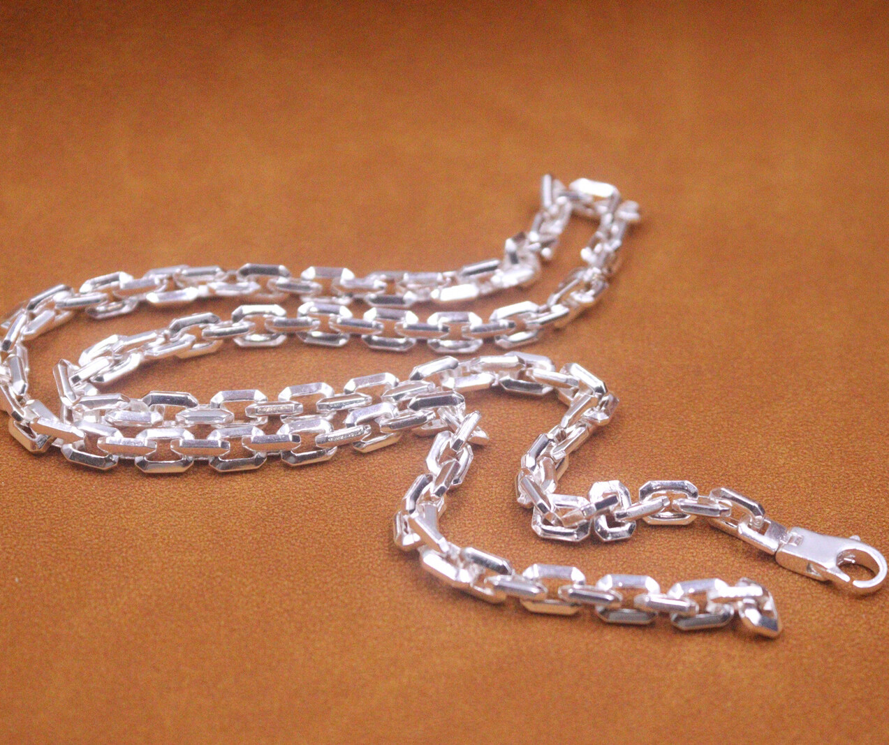 Real S925 Sterling Silver Chain Men 6mm Square Cable Link Necklace 22inch L