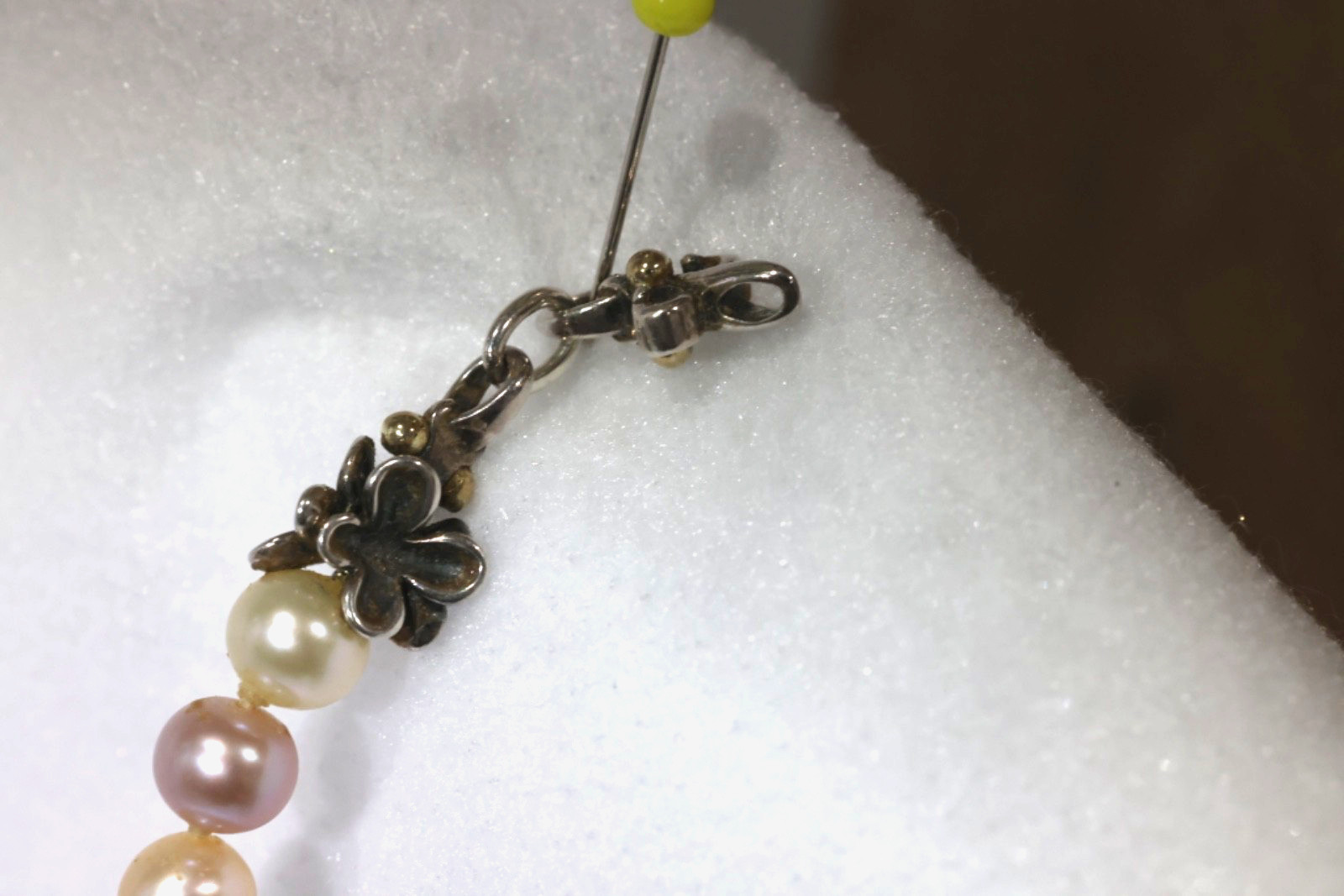 Ann King Sterling Silver 925 & 18k Gold ORCHID Multi Pink+Cream Pearl Necklace