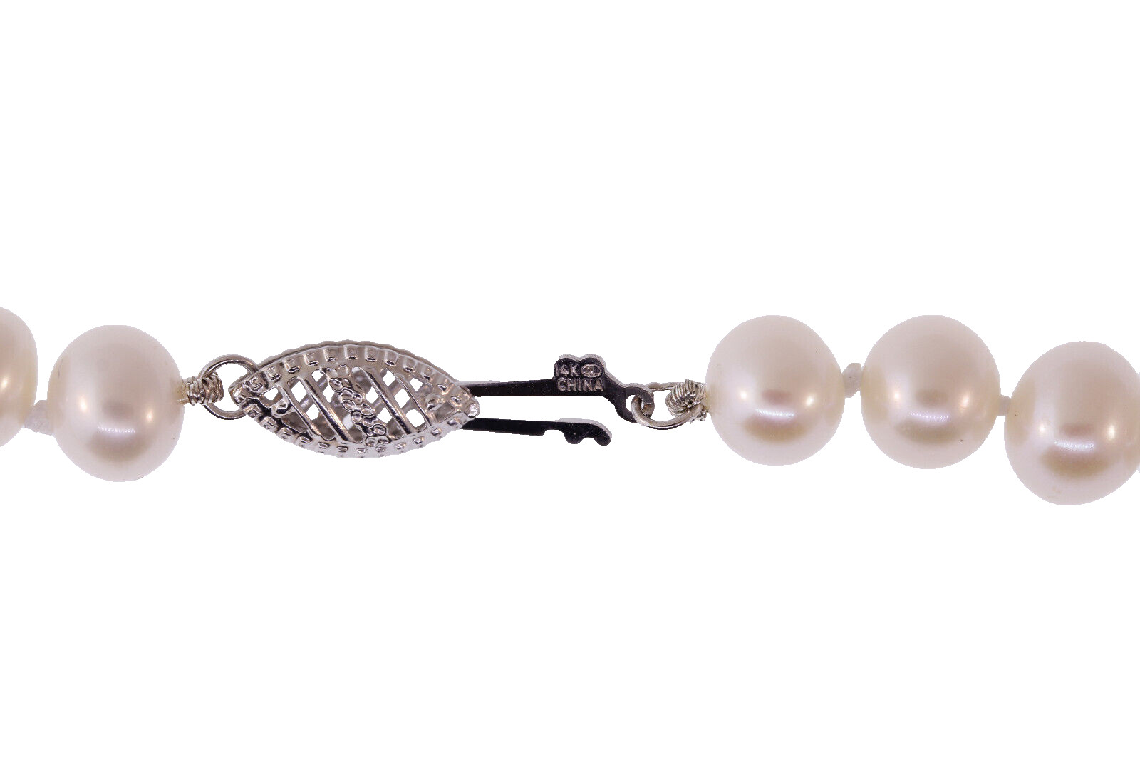 6.5-7mm Genuine Cultured Freshwater White Pearl 14K WHITE GOLD Necklace 18 inch