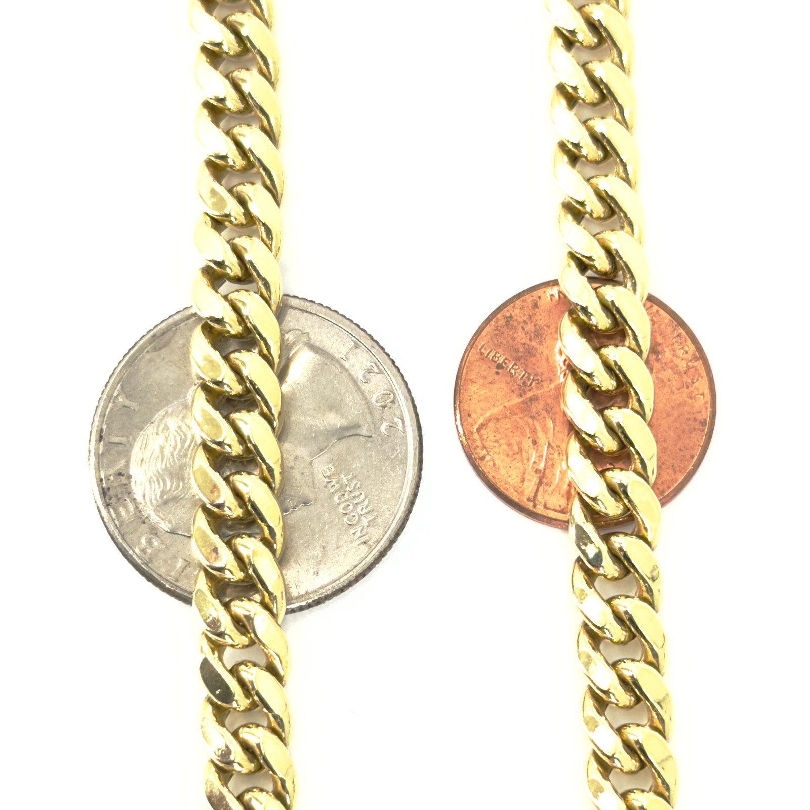 Real 14K Yellow Gold Cuban Link Chain 6.5mm 22 inch Mens Necklace Hollow