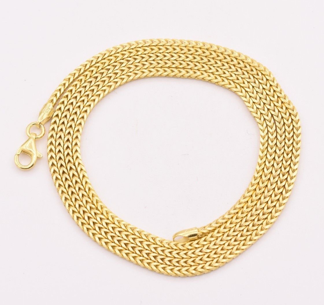 1.8mm Franco Solid Chain Necklace 14K Yellow Gold Plated Silver 925 ITALY