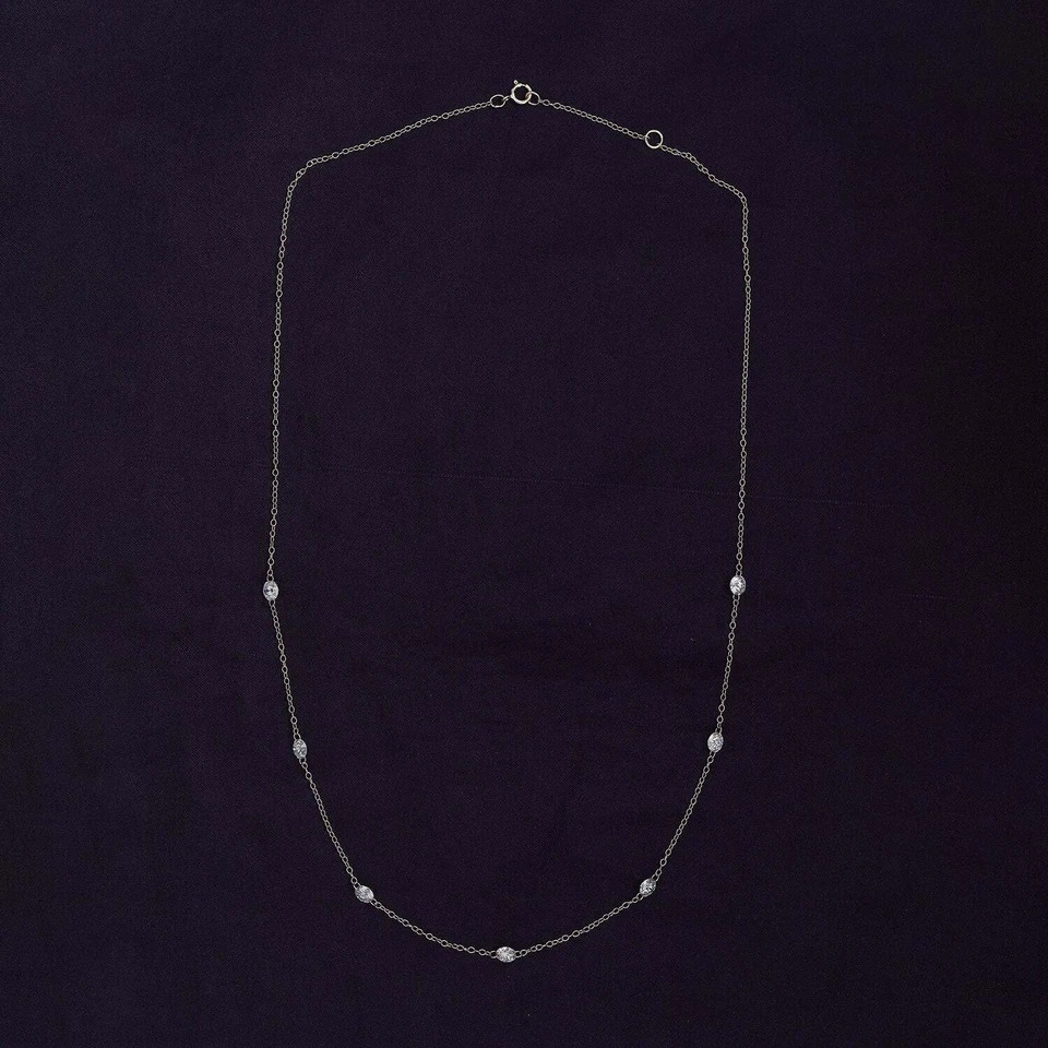 0.50-3 Ct Lab Grown Diamond Seven Stone Necklace 925 Sterling Silver Round Cut