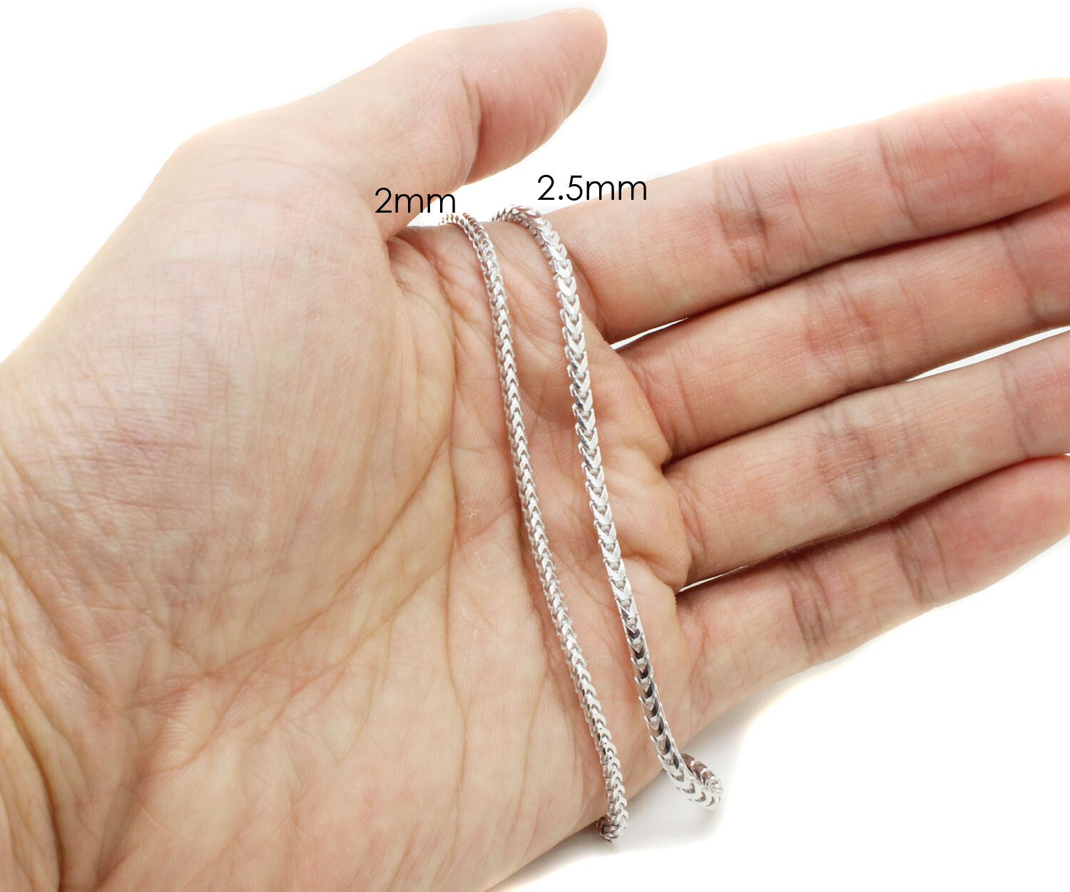 .925 Sterling Silver Franco Chain Italy Necklace Mens Link 16-30In 2mm 2.5mm