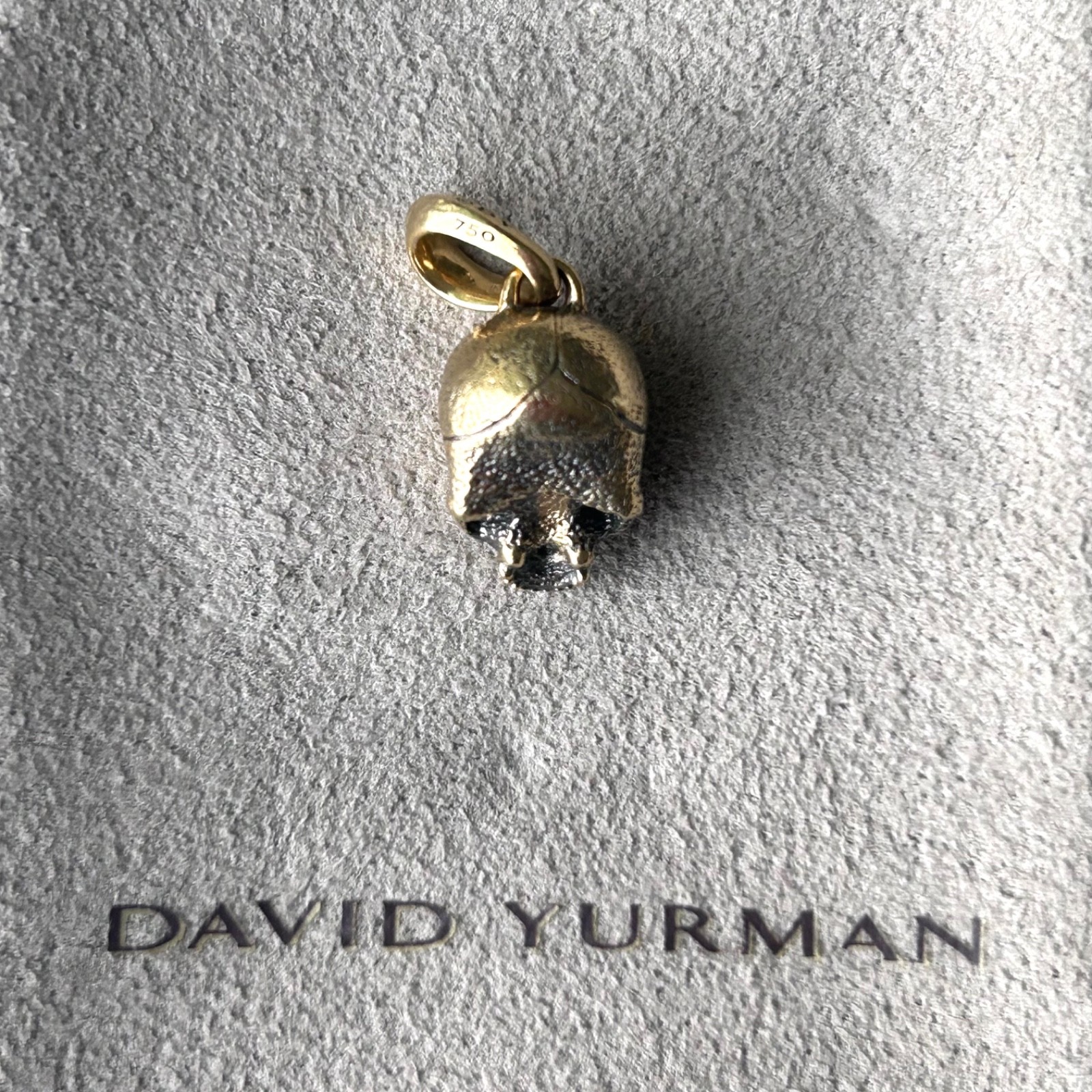 David Yurman 18K Yellow Gold Memento Mori Skull Amulet 16mm