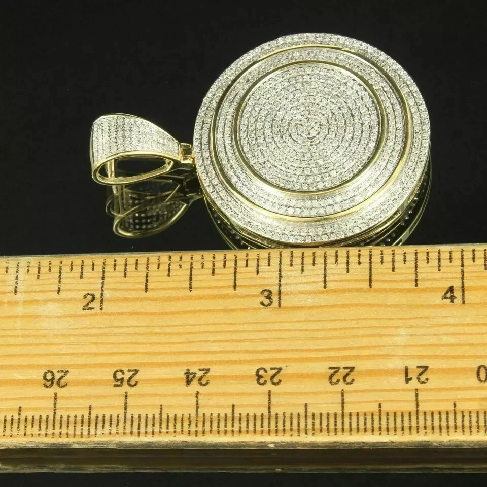 3.00Ct Round Cut Lab Created Diamond Unisex Pendant 14K Yellow Gold Finish