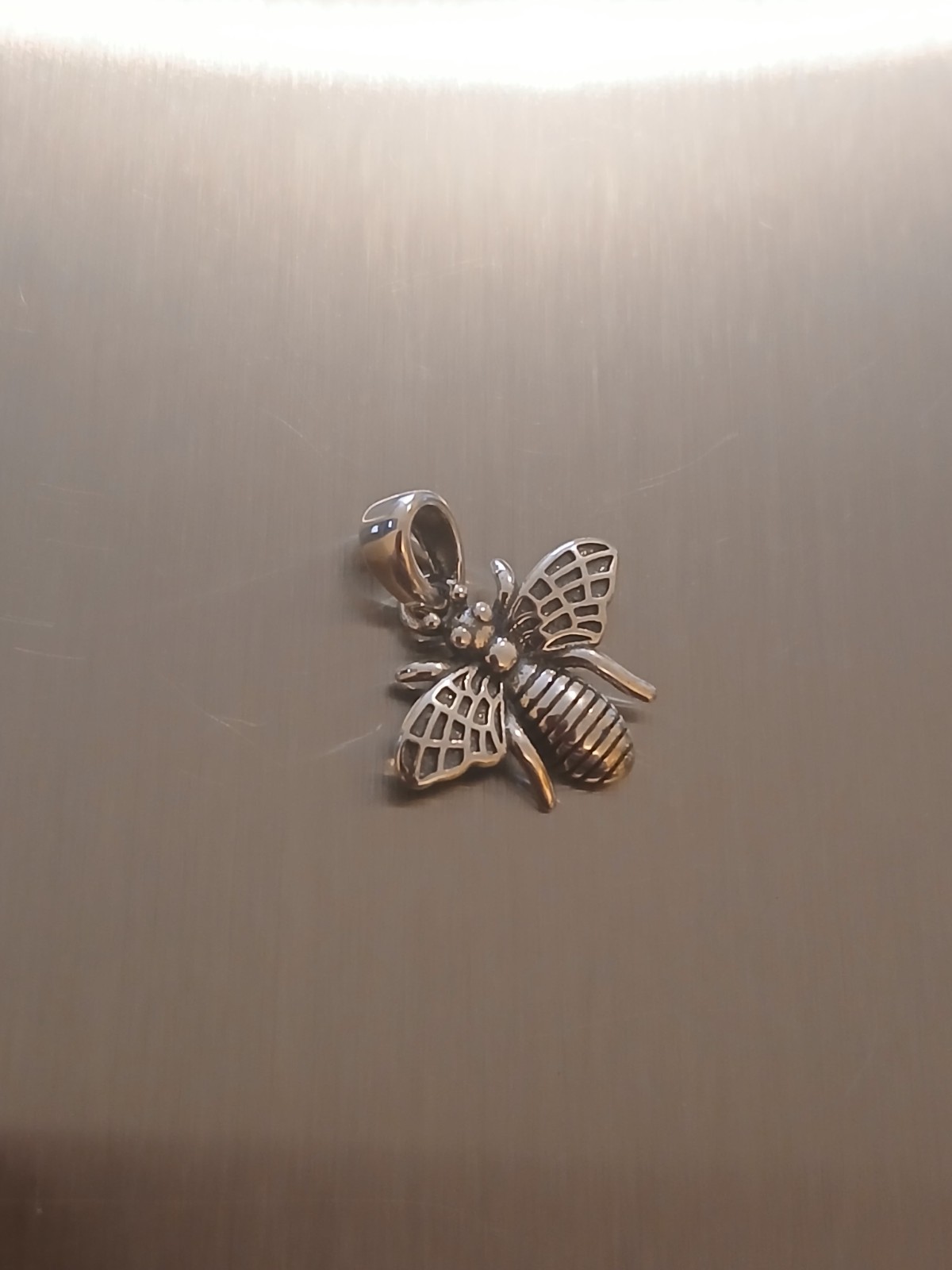 Sterling Silver 925 Bee Pendant, Signed, Animals & Insects Design,Flying Bug.
