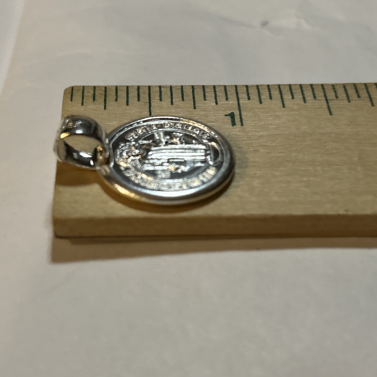 925 Sterling Silver Saint Benedict Medal Round Pendant 2 Sided Prayers NEW Solid