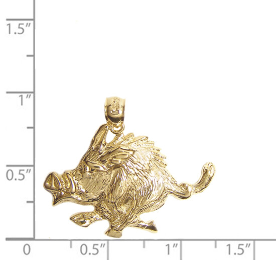New 14k Gold Razorback Wild Boar Pig Pendant