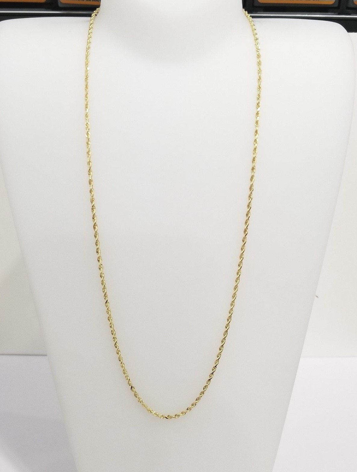 Clearance 100% Real 10k Yellow Gold Necklace Hollow Rope Chain 2mm 16″ inch