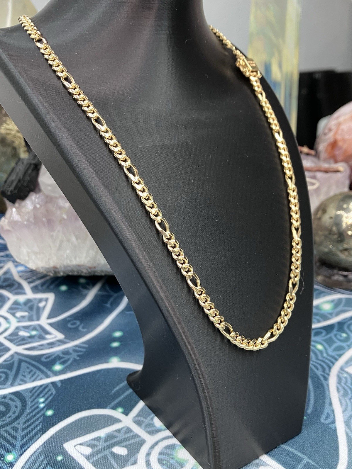 Italian Gold Over 925 Sterling Silver Diamond Cut Miami Figaro Chain 20” 4mm