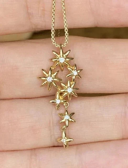 2Ct Round Cut Real Moissanite Botanical Women’s Pendant 14K Yellow Gold Plated
