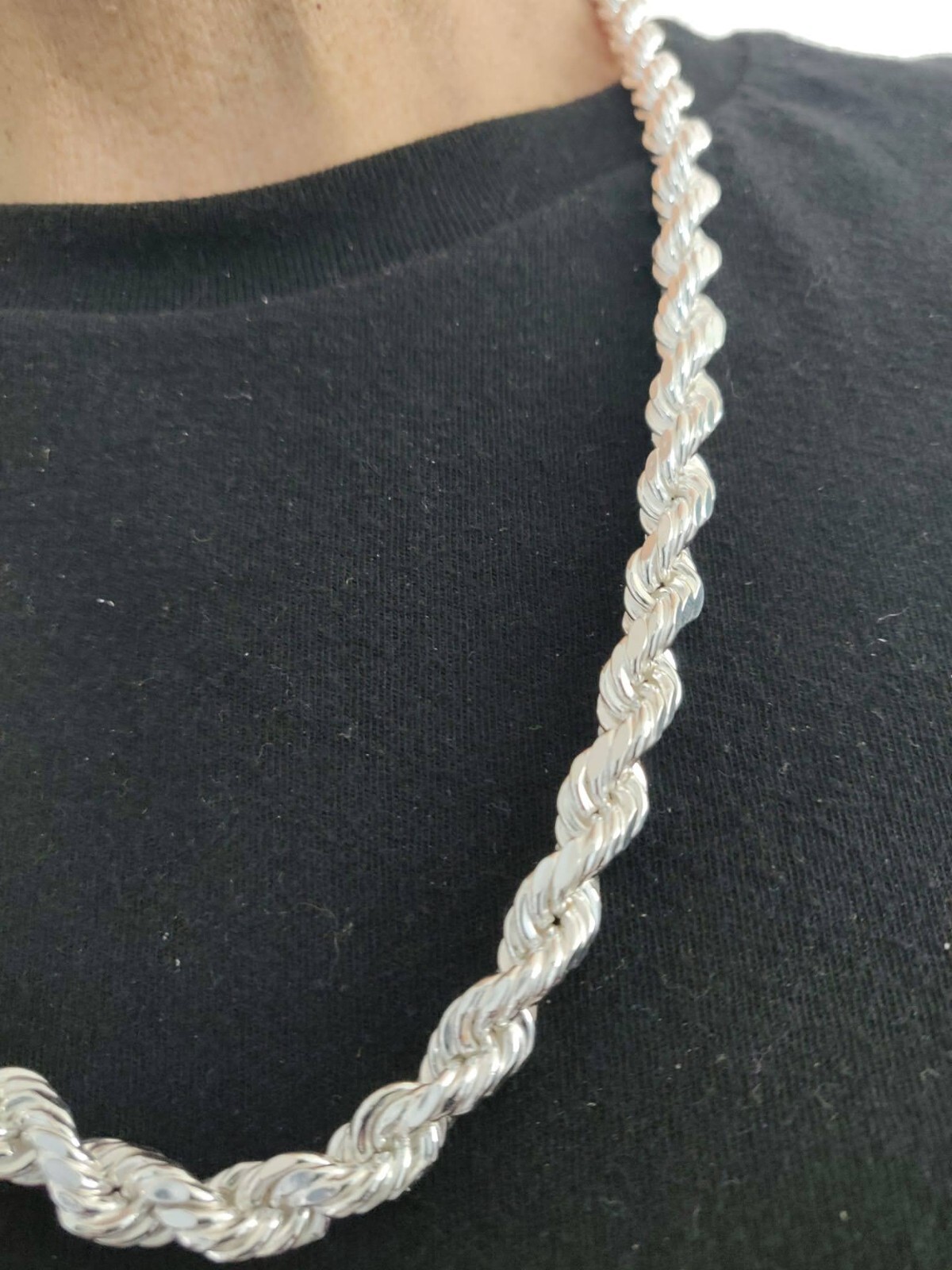 Sterling Silver rope chain hollow / torsal de plata 925 62.2 g 7.6mm 26″ larga
