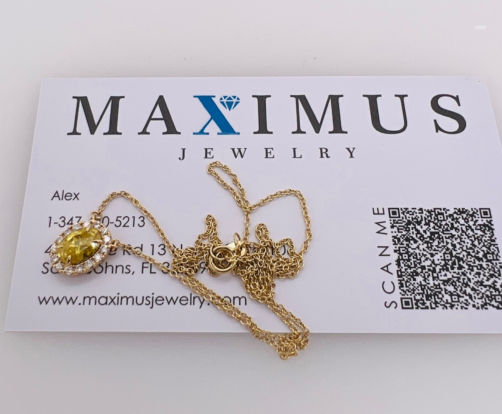 1.50ctw Double Halo Oval Fancy Yellow Diamond Necklace 14K Solid Yellow Gold
