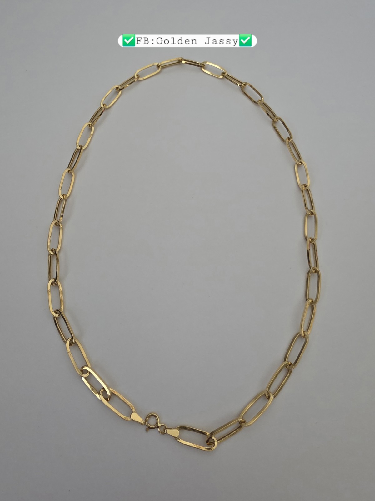 18K Real Gold PaperClip Chain 17.5″