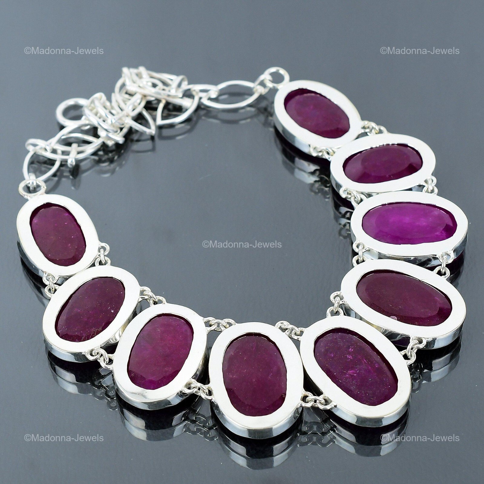 Kashmir Rubi Stone 925 Sterling Silver Birthday Chain Trendy Necklace Jewelry