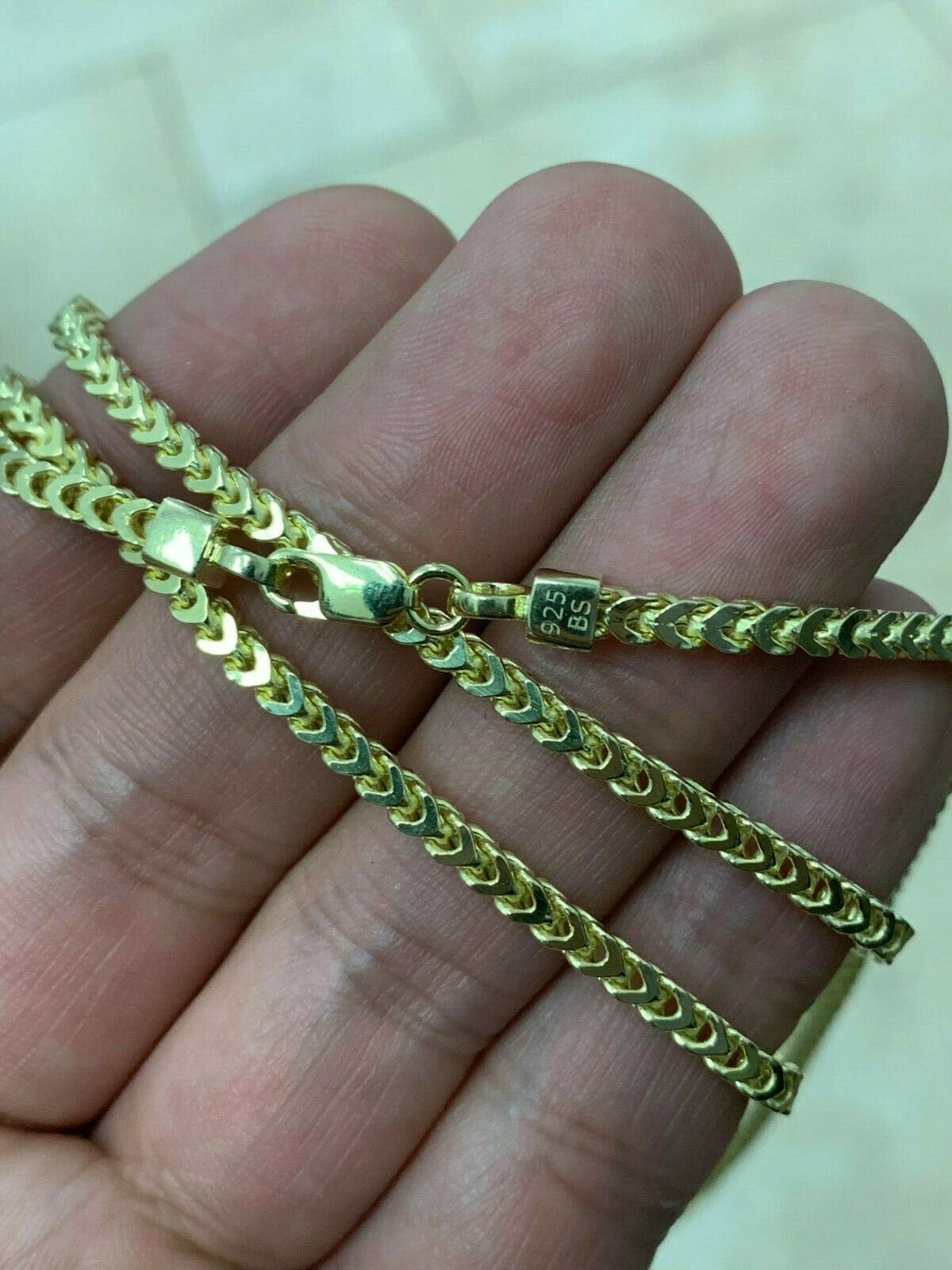 14k Yellow Gold Plated Over 925 Sterling Silver 2.5mm Franco Chain 30”