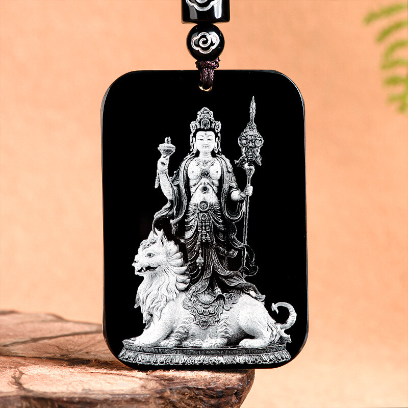Natural Hotan Black Dark Jade Shadow Carving Zodiac Buddha Pendant Male Female