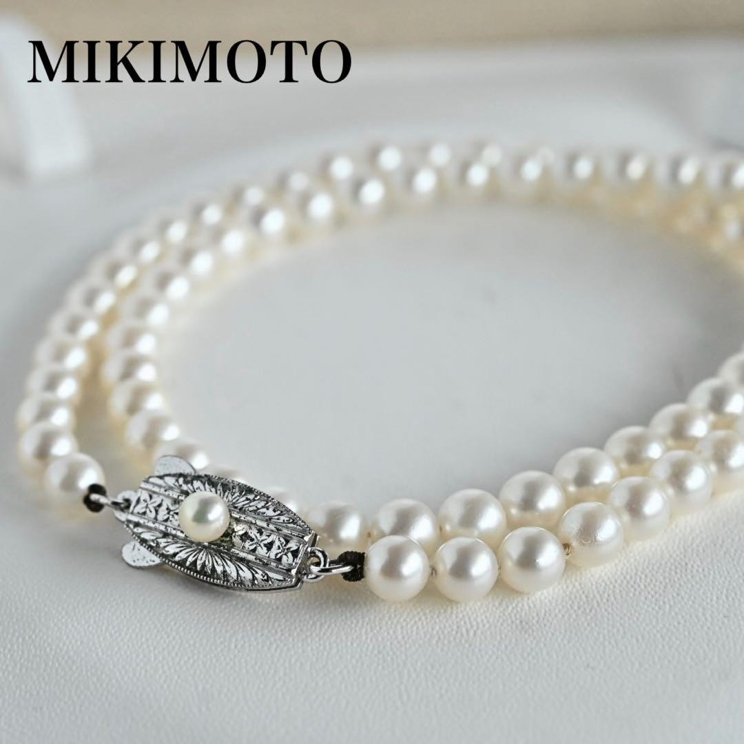 MIKIMOTO Akoya Pearl Necklace 5.0-5.5 mm White 16″ Silver Clasp Japan Authentic