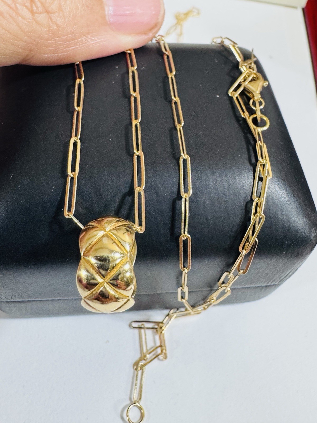 18K Fine Gold Quilted Set Necklace 31” Long adjustable 3/5mm WOMENS 6.6G