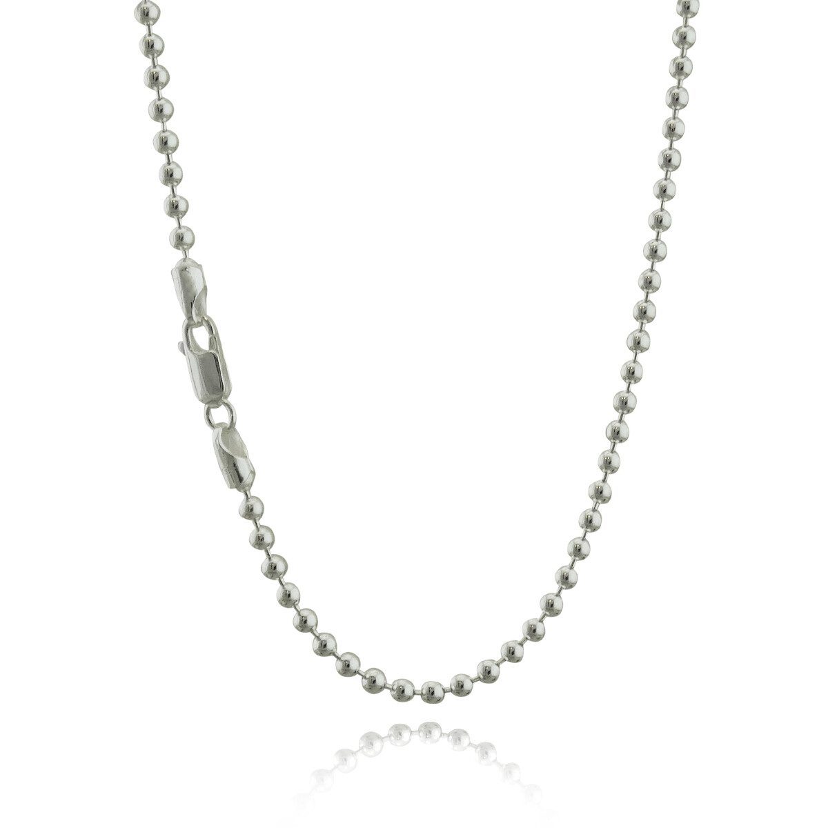 2.1mm Ball Bead Chain Necklace 925 Sterling Silver 16″ – 30″ Lobster Polished