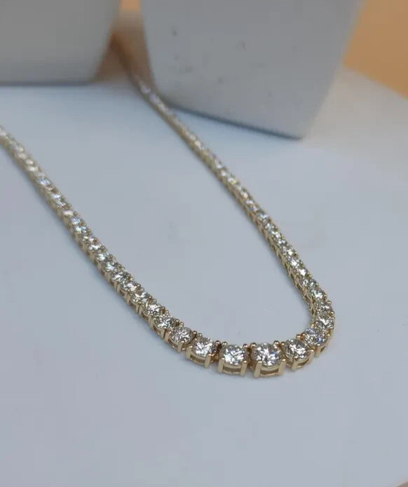 Brilliant Round Cut Lab Grown Diamond Women Necklace For Wedding 10K Yellow Gold
