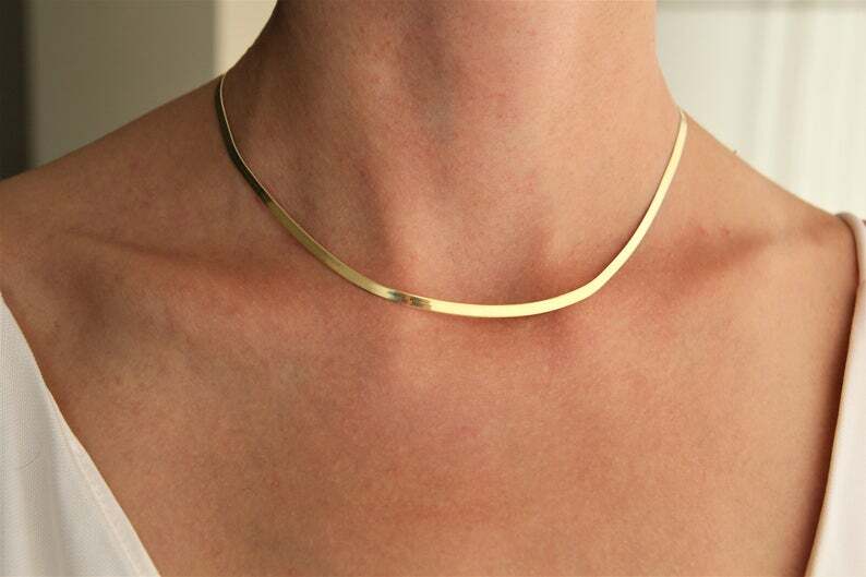 18K Yellow Gold Filled Tarnish Resist 18inch 2 mm Thin Flat Snake Chain Necklace