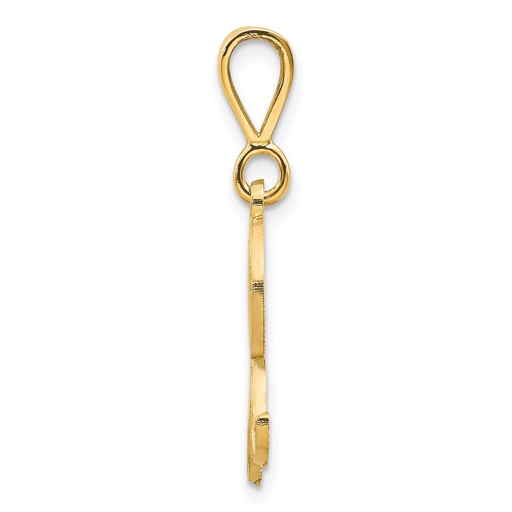 14k Yellow Gold, Maci Collection, LG Filigree Script Initial R Pendant