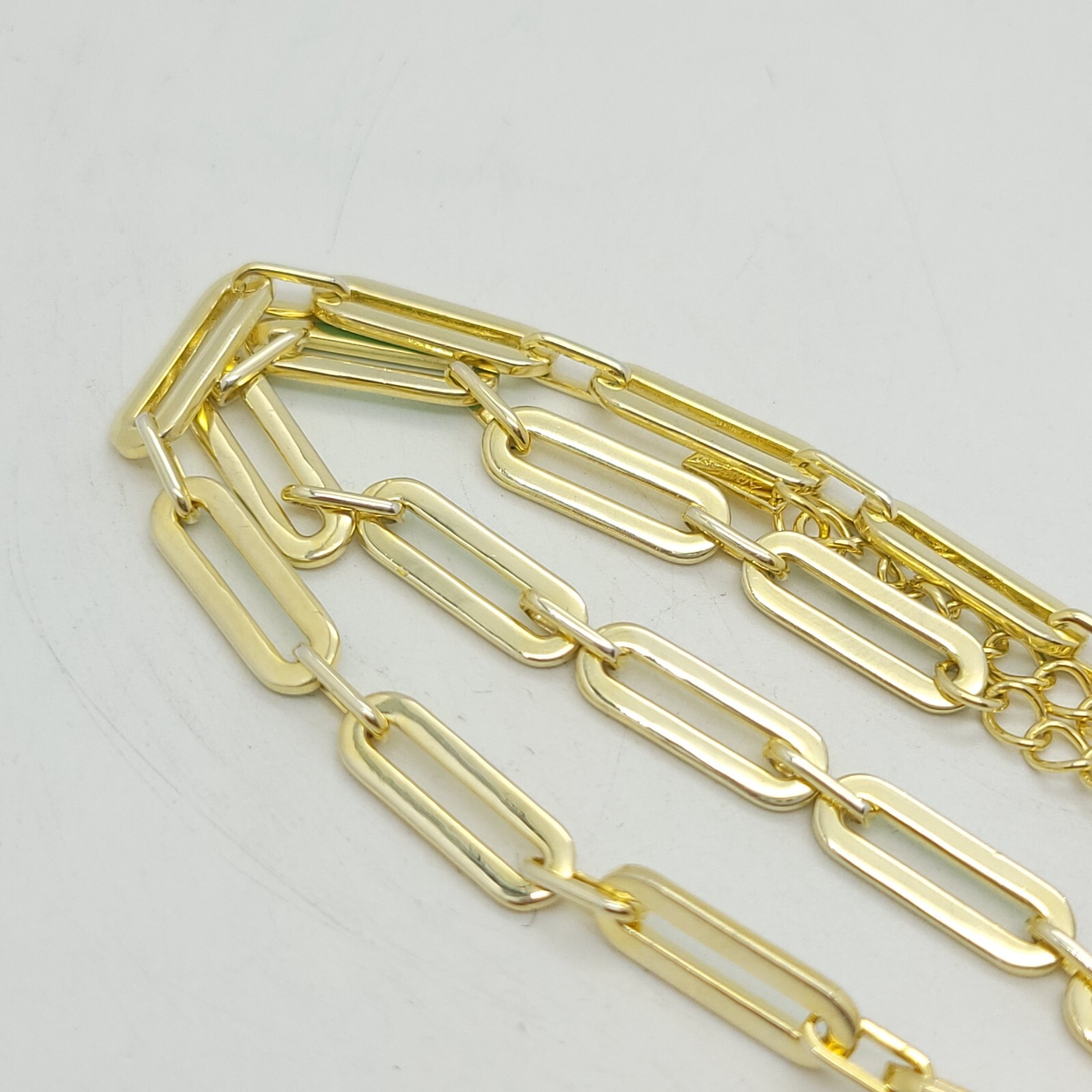 Adinas Jewels Sterling Silver Gold Tone Pastel Green Enamel Paper Clip Necklace
