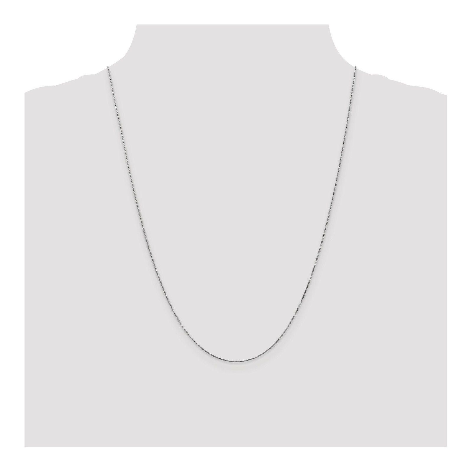 10K White Gold 0.65mm Spiga (Wheat) Chain Necklace 24 Inch Mens Womens