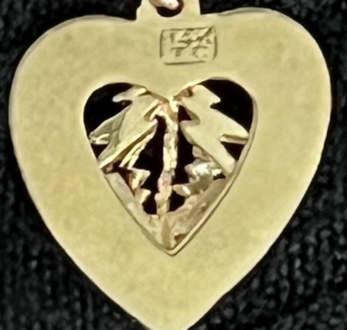 Iconic Vintage 14K Gold- Heart surrounding Tree Charm with 2 Gemstones
